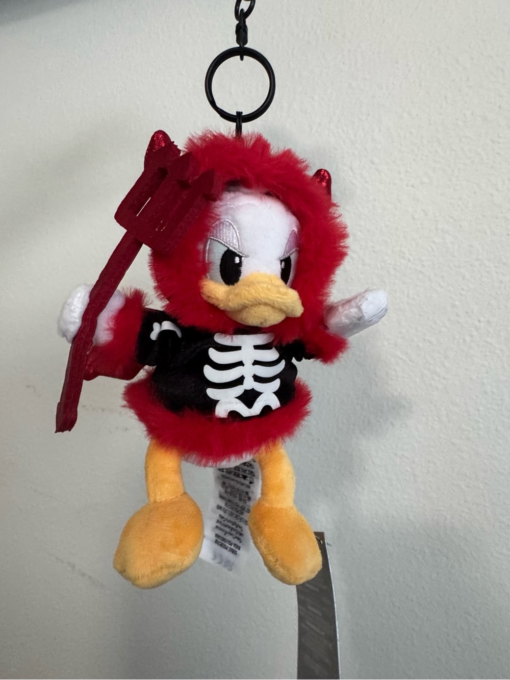 Disney Donald Duck Devil Skeleton Plush Keychain - Red, Black, Yellow